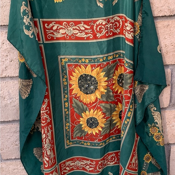 Hermès - Forest Green Silk Sunflower Scarf - Picture 12 of 16